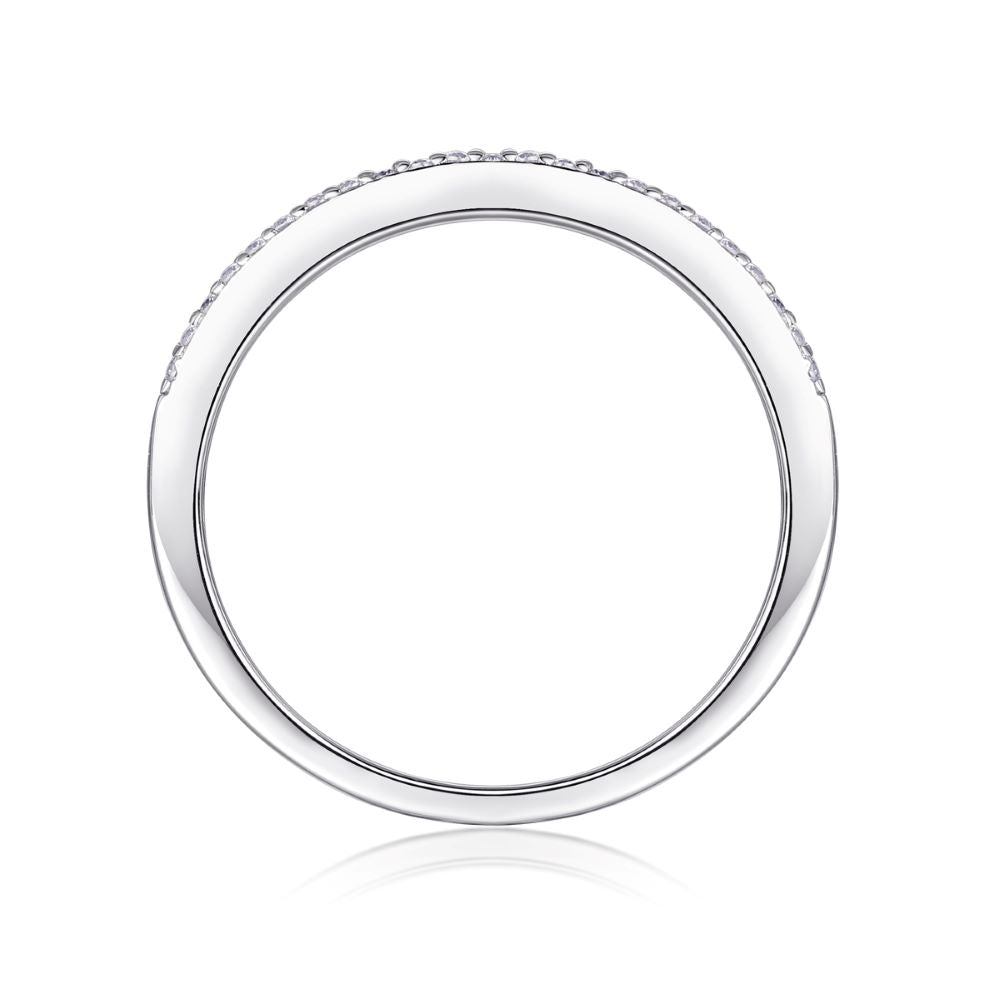 R13129-P Three-Layer Moissanite Band Ring – Elegant T-Cut & Round Diamonds Design
